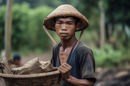 indonesian man and hard work ai generative photo