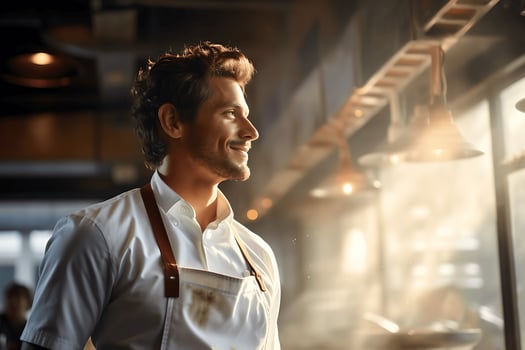 male chef cooking at restaurant ai generative photo