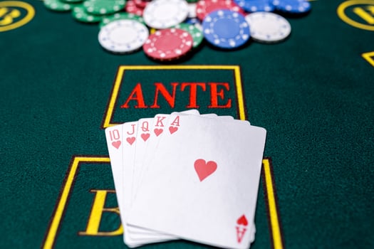 Poker chips on a table at the casino photo