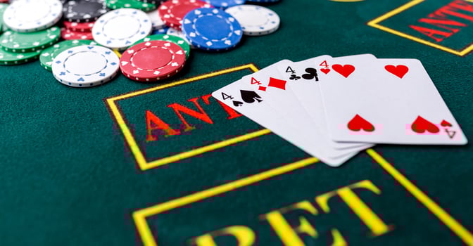 Poker chips on a table at the casino photo