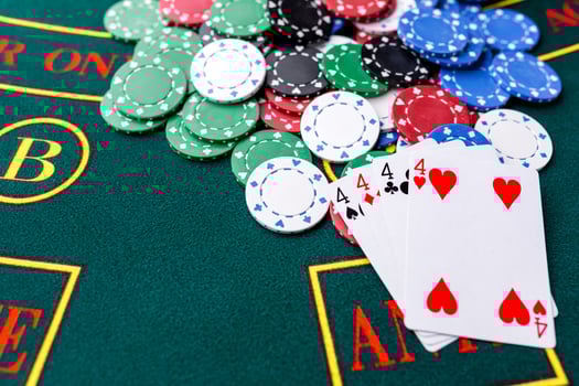 Poker chips on a table at the casino photo