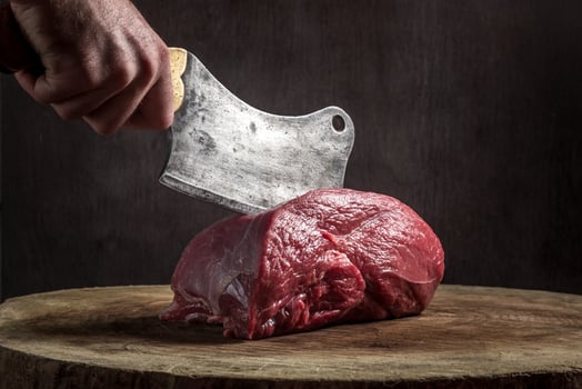 Juicy raw beef steak on wooden table photo