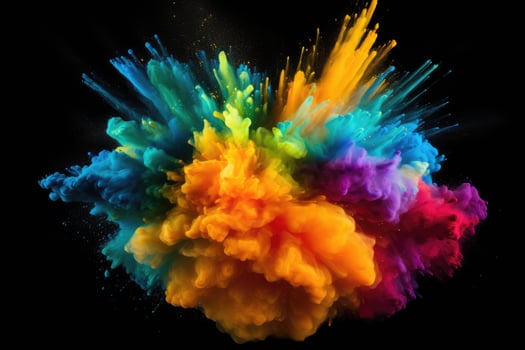Explosion of colored powder, isolated on black background. 3d render, Explosion of colored powder isolated on black background, AI Generated photo