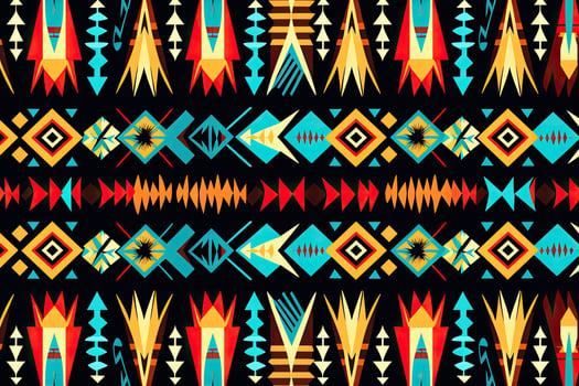 Seamless ethnic aztec pattern. Tribal aztec vector background, Ethnic ikat seamless pattern in tribal. Aztec geometric ethnic ornament print., AI Generated photo