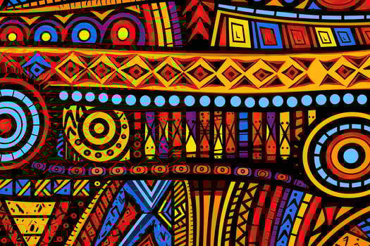 Seamless vector tribal ethnic pattern. Hand drawn african background, ethnic fabric pattern, African tribal pattern in colorful, AI Generated photo