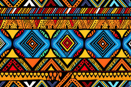 Seamless geometric African pattern. Ethnic ornament on the carpet. Aztec style. Tribal ethnic vector texture, ethnic fabric pattern, African tribal pattern in colorful, AI Generated photo