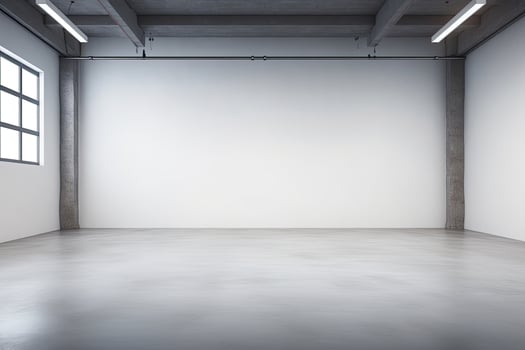 Interior of empty room with white walls and concrete floor. 3d rendering, Embroidery floral abstract fantasy design luxury denim blue jeans, AI Generated photo