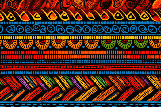 Seamless vector tribal ethnic pattern. Hand drawn african background, ethnic fabric pattern, African tribal pattern in colorful, AI Generated photo
