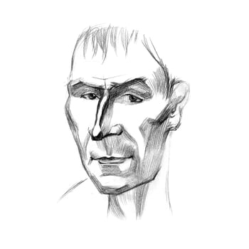 Sketch of thinking serious man Hand drawn illustration photo