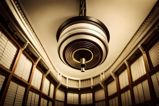 a light fixture hanging from the ceiling in a room. AI-Generated photo