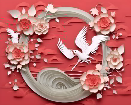 cute love paper art valentine day. with lovely generative Ai photo