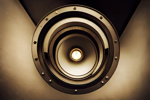 a circular light fixture is shown in a room. AI-Generated photo
