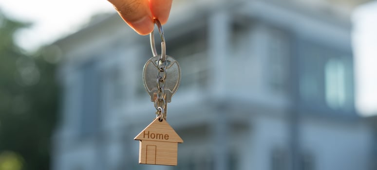 lease, rental and selling home. Real estate agent manager smile holding key for new owner.  rent house, Sales, loan credit financial, insurance, Seller, dealer, installment,  buy, sell, move in photo