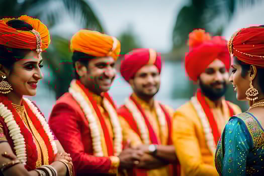 indian wedding ceremony in the rain. AI-Generated photo