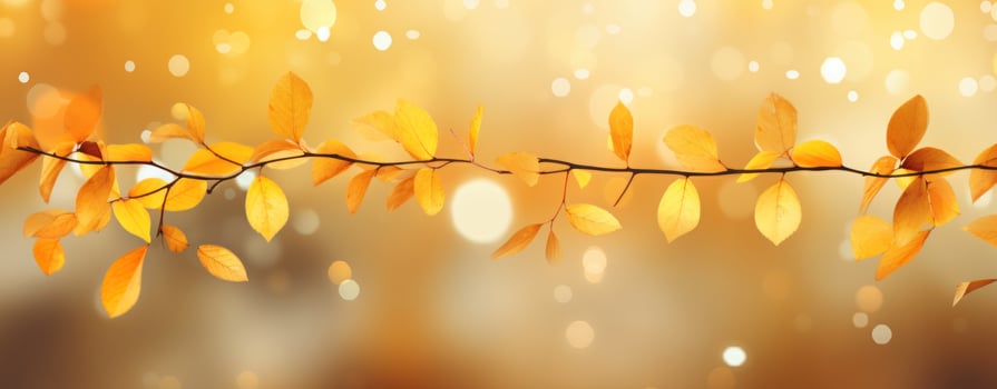 autumn leaves background on forest with blue sky and sun photo