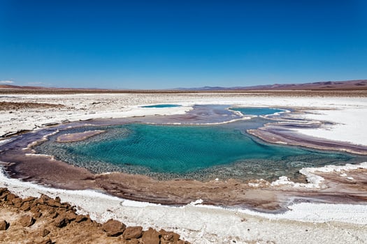Landscape of the Hidden Baltinache Lagoons - Atacama Desert - Chile. photo