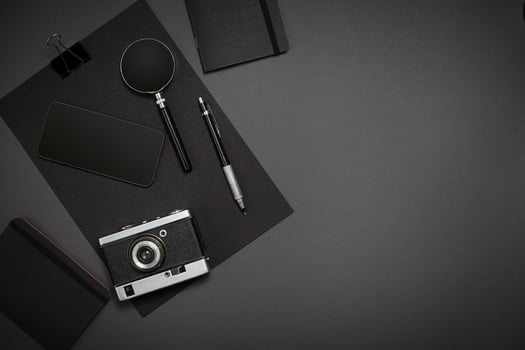 Still life, business, office supplies or education concept. Read photo
