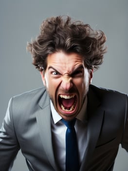 Man of European appearance who appears to be furious AI Generative photo