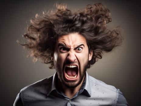 Man of European appearance who appears to be furious AI Generative photo