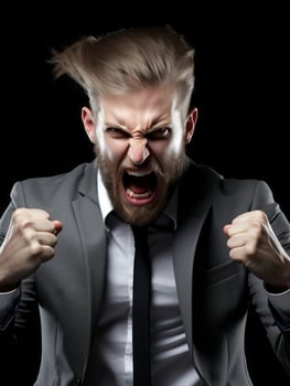Man of European appearance who appears to be furious AI Generative photo