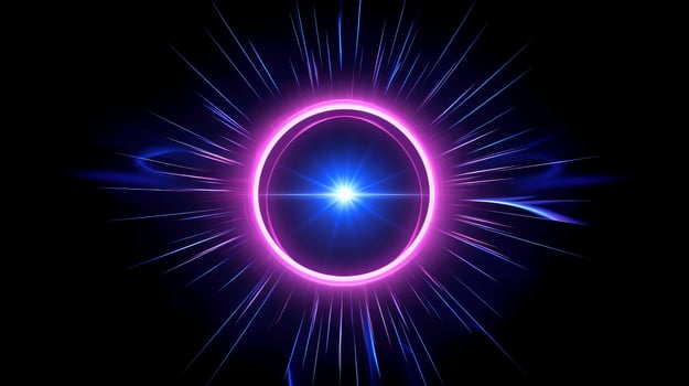 Abstract multicolor neon glowing line, Technology background, Generative AI illustration photo