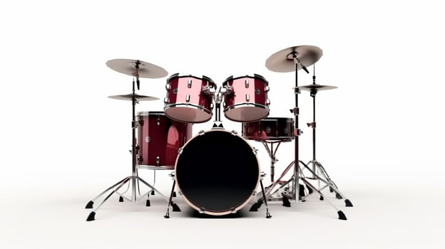 AI Generated White cymbal isolated percussion concert sound drums instrument equipment background rock pop shiny kit jazz illustration object musical set tom performance photo