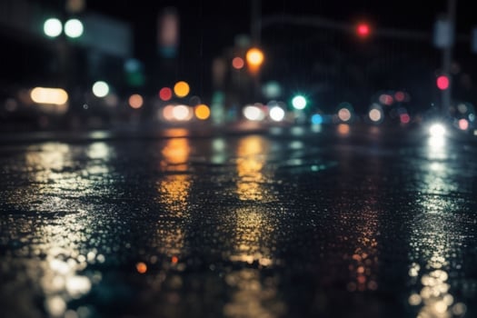 raindrops and streetlights at night. background. AI Generative Pro Photo
