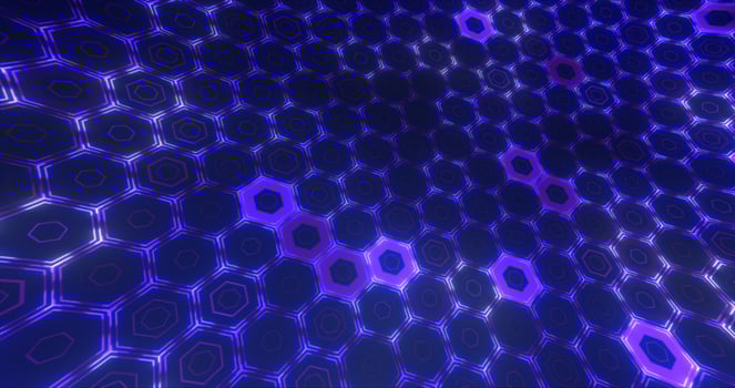 Abstract purple background pattern of hexagons glowing futuristic digital energy magical bright photo