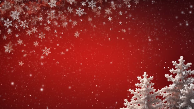 Joyful Christmas Red Background with Ample Copy Space, AI Generative photo