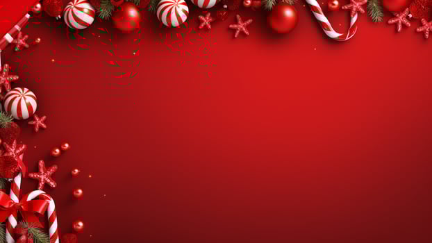 Joyful Christmas Red Background with Ample Copy Space, AI Generative photo