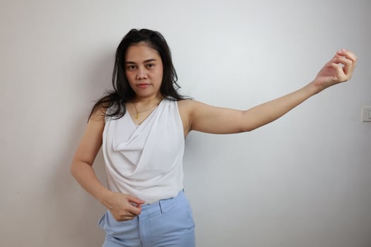 Woman on white background, people on white background photo