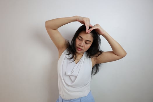 Woman on white background, people on white background photo