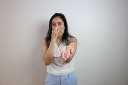 Woman on white background, people on white background photo