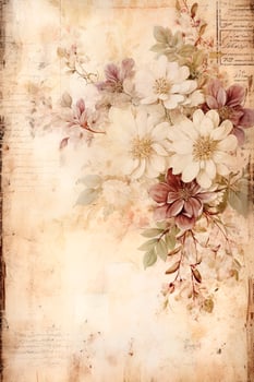 Vintage paper with flowers for scrapbooking, vintage cards with roses. photo