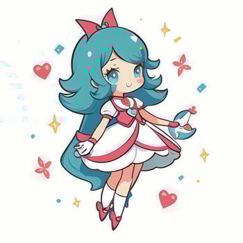 Magical Girl Sticker Cosplay Anime Style Chibi Illustration photo