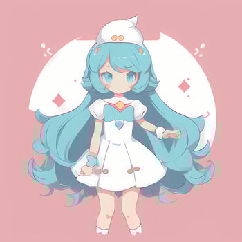 Magical Girl Sticker Cosplay Anime Style Chibi Illustration photo