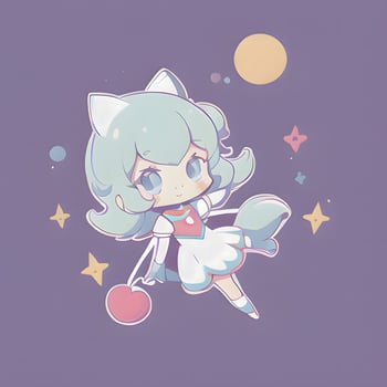 Magical Girl Sticker Cosplay Anime Style Chibi Illustration photo
