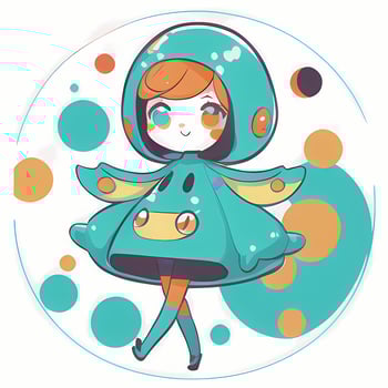 Magical Girl Sticker Cosplay Anime Style Chibi Illustration photo