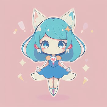 Magical Girl Sticker Cosplay Anime Style Chibi Illustration photo