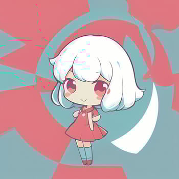 Cute Kawaii Chibi Anime Girl Sticker Wearing Pajama Simple Colorful Background photo