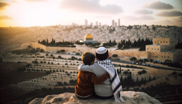 Unity in Jerusalem. Generative ai photo