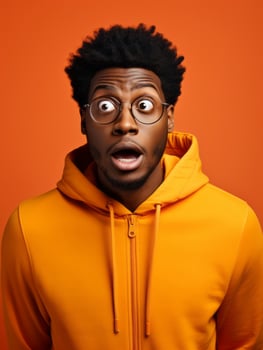 Young man with African features who appears to be shocked AI Generative photo
