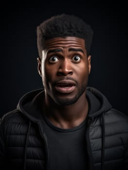 Young man with African features who appears to be shocked AI Generative photo