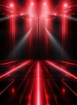 Ai Generative Backdrop Red Spotlights For Flyers, Banner and Backgrounds realistic image ultra hd high design photo