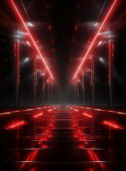Ai Generative Backdrop Red Spotlights For Flyers, Banner and Backgrounds realistic image ultra hd high design photo