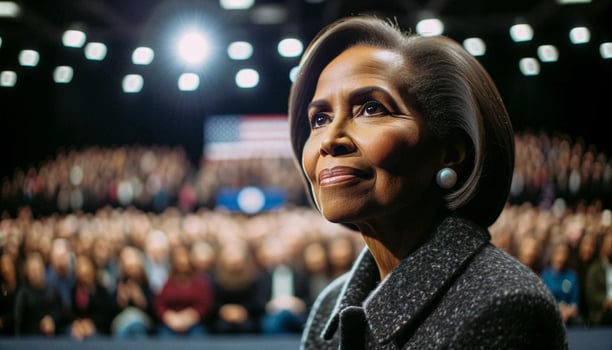 Empowering Black Female Presidential Candidate - AI-Generated Symbol of Feminism and Minority Leadership photo
