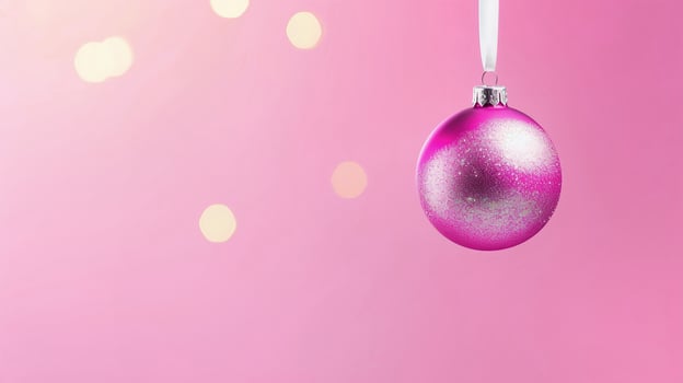 AI Generated Christmas red bauble with copy space, closeup. Abstract holiday background photo