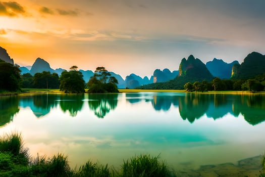 the li river in china. AI-Generated photo