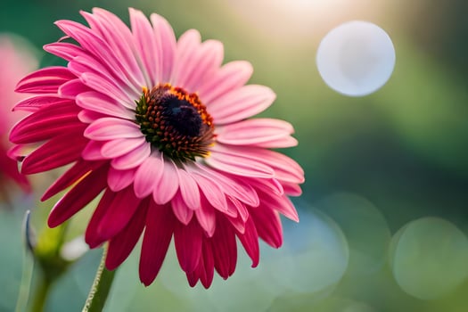 pink flower with sun shining in the background. AI-Generated photo
