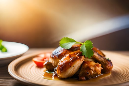 chicken wings on a plate with sauce. AI-Generated photo